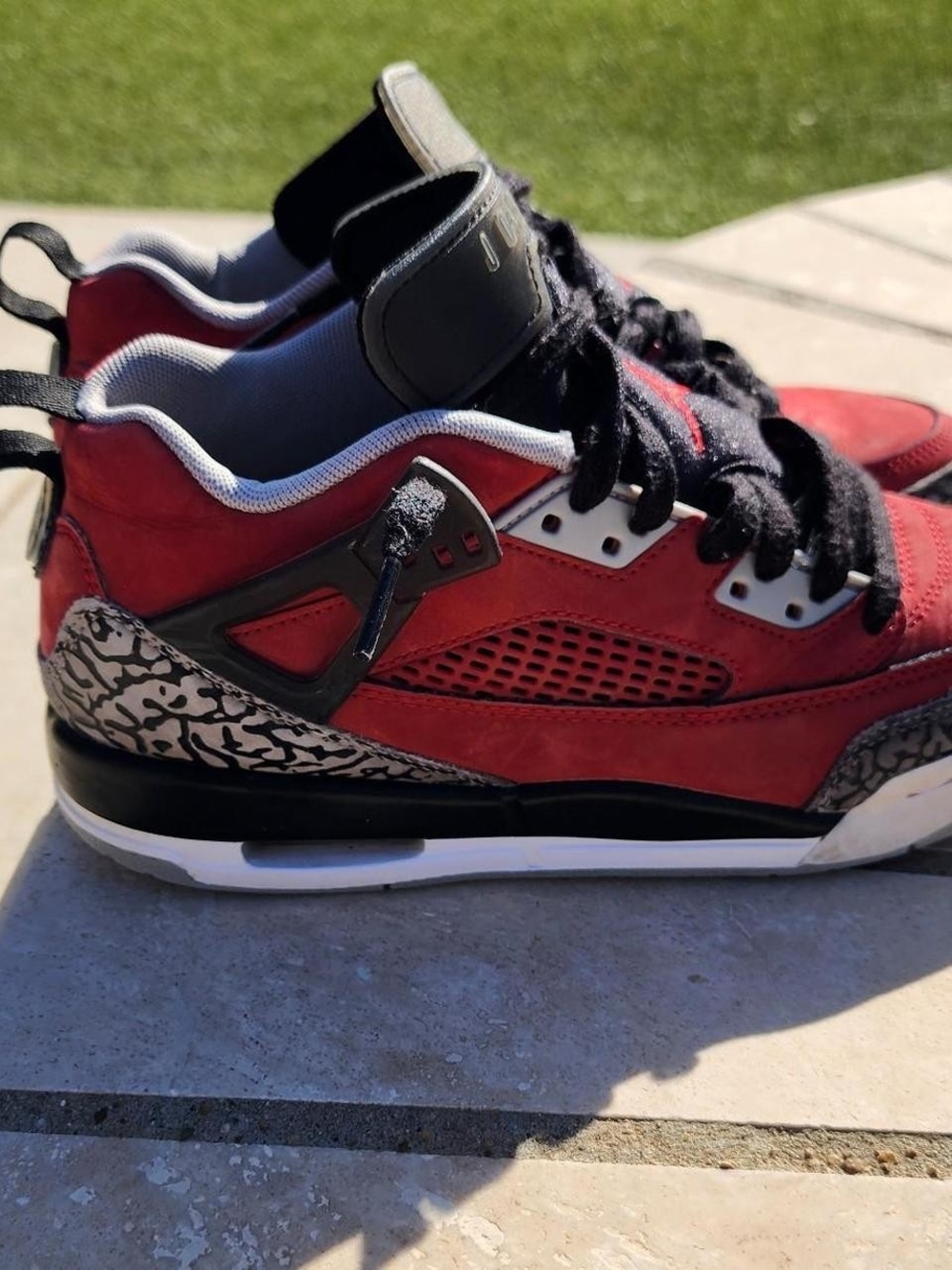 Air Jordan Red & Black Retro 4s Sneakers with Brick Print